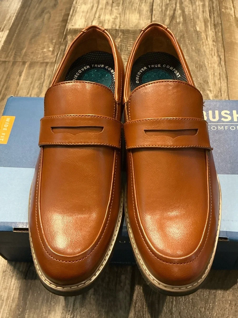 Nunn Bush Men's Cognac Leather Slip-On Loafers Size 8.5W